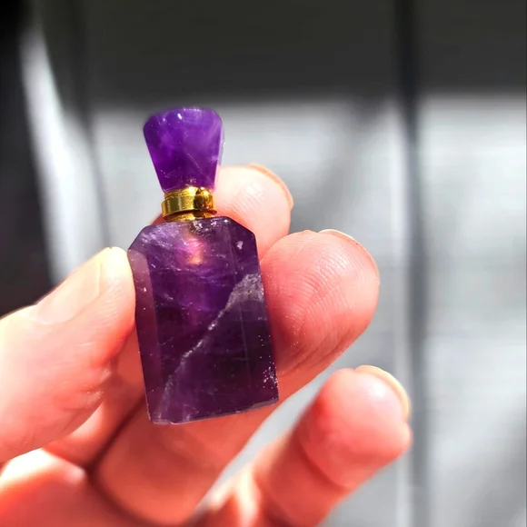 Amethyst deep purple 💜 gemstone crystal bottle pendant #AW2 - Picture 1 of 7